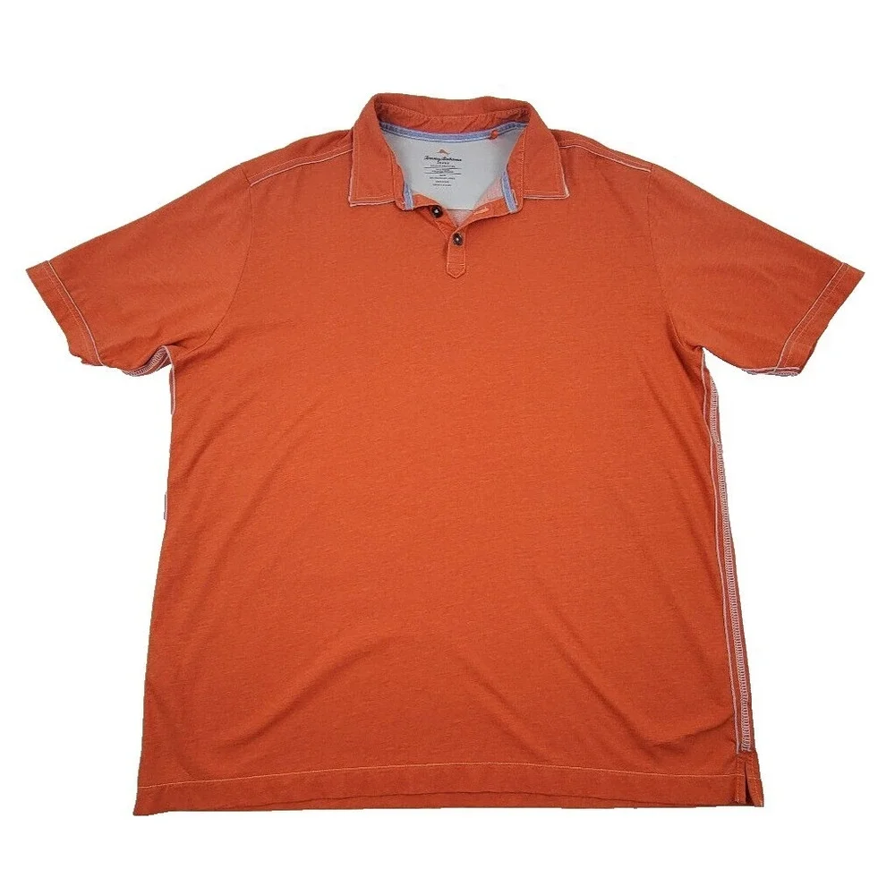 Tommy Bahama Jeans Polo Shirt Orange Mens XL 100% Pima‎ Cotton Short Sleeve